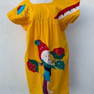 Vintage bohemian-Mexican Embroidered Dress